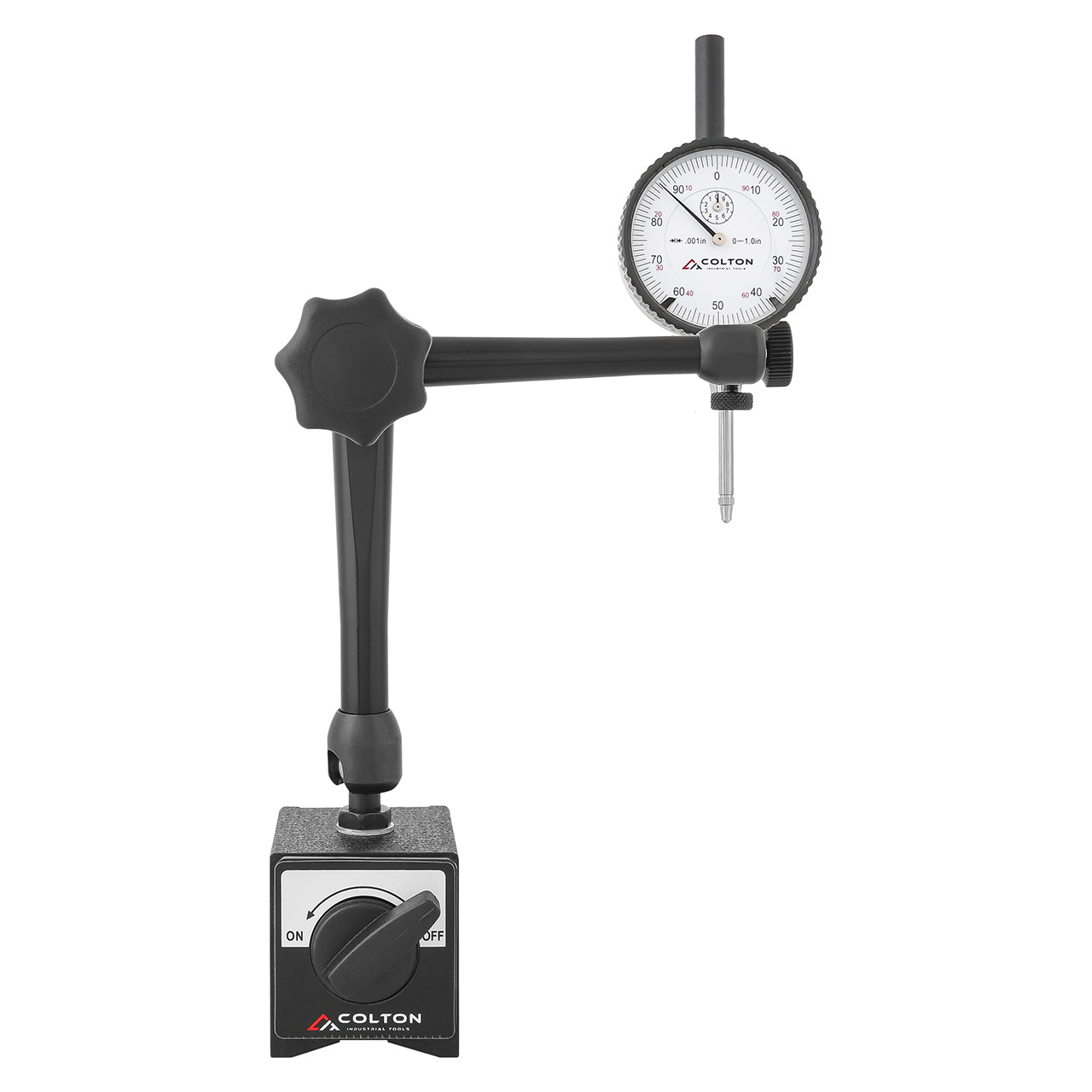 Colton Industrial Tools 40010 | Colton 3D Magnetic Base 132 LBS and Colton 0-1" Black Dial Indicator Inspection Set