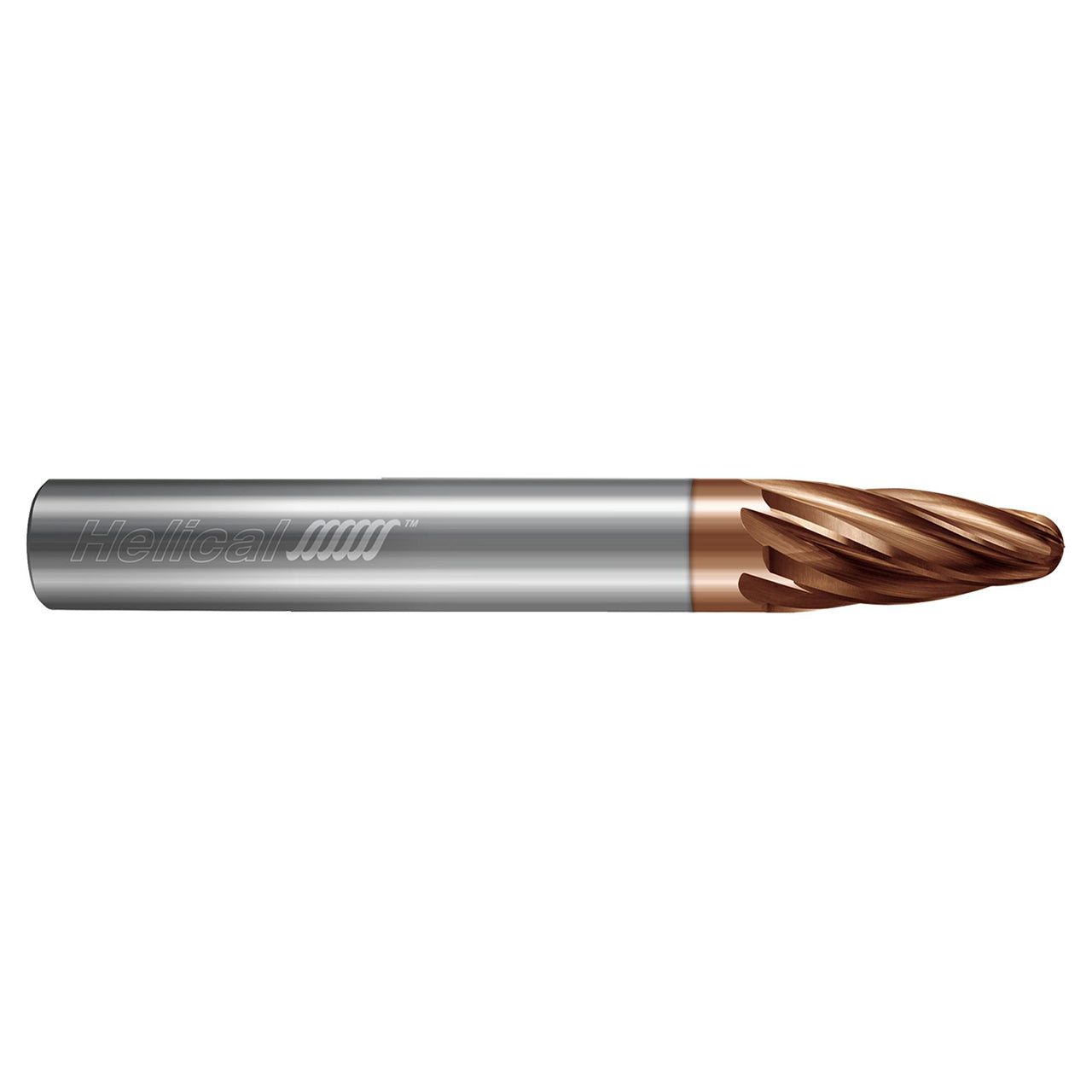 Helical Solutions 87985 | HMAF-FE-6 0.6250" Diameter x 0.6250" Shank x 6.0000" OAL x 1.3766" LOC 6 Flute Tplus Coated Barrel Cutter End Mill
