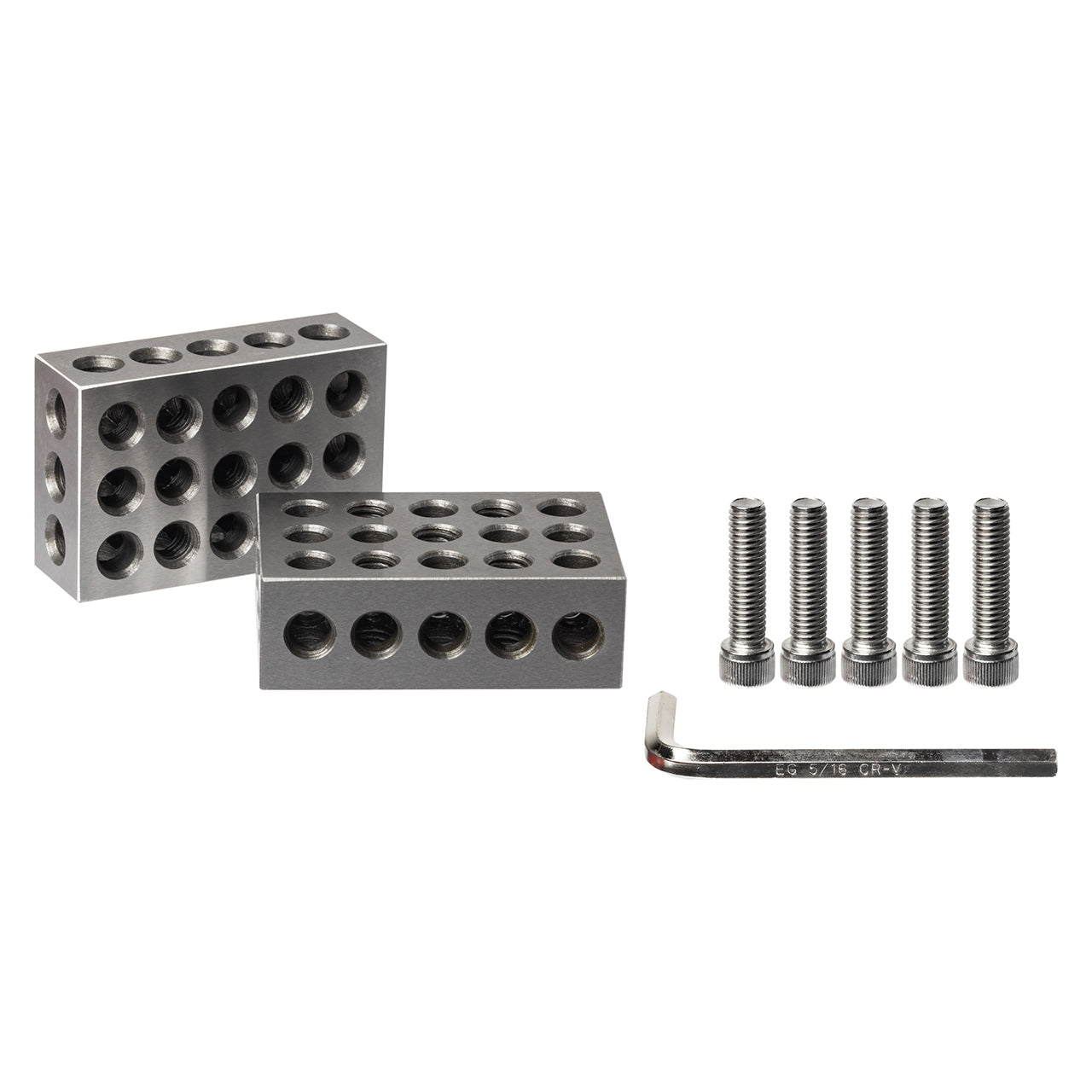 Colton Industrial Tools 10078 | High Precision 1-2-3 Block Set 23 Holes and Cap Bolts
