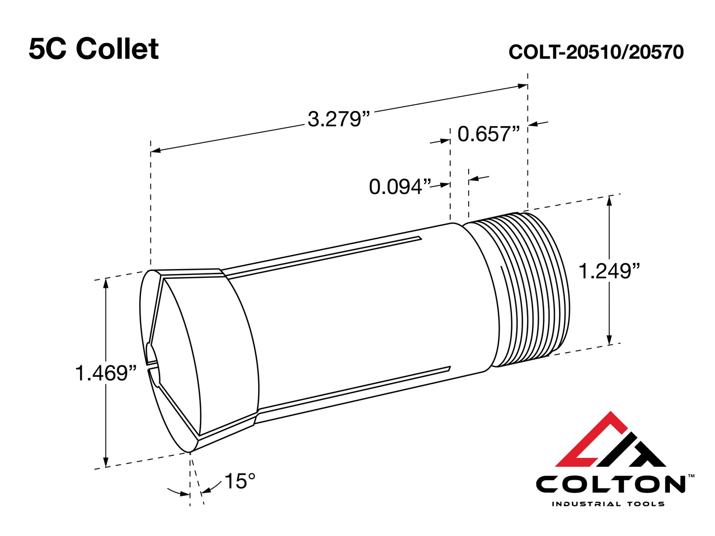 Colton Industrial Tools 20562 | 7/8" Ultra Precision 5C Round Collet, 0.0005" Accuracy