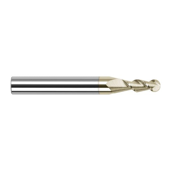 Harvey Tool 27916-C7 | 1/4" Diameter x 1/4" Shank x 3/4" LOC x 2-1/2" OAL 2FL ZrN Coated Carbide Ball End Mill