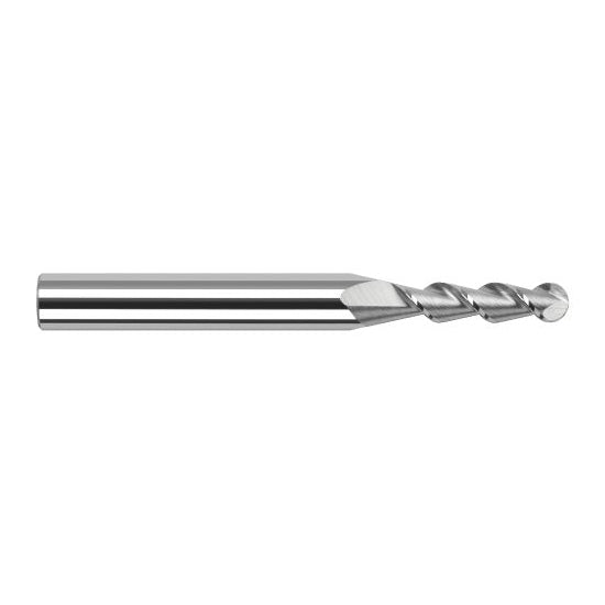 Harvey Tool 887693 | 3/32" Diameter x 1/8" Shank x 1/2" LOC x 2-1/2" OAL 2FL Uncoated Carbide Ball End Mill