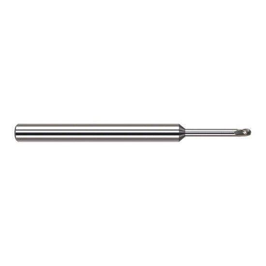 Harvey Tool 54447 | 3/64" Diameter x 1/8" Shank x 0.0700" LOC x 2-1/2" OAL 3FL Uncoated Carbide Ball End Mill