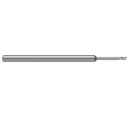Harvey Tool 886893 | 3/32" Diameter x 1/8" Shank x 9/64" LOC x 3" OAL 0.0050" Radius 3FL Uncoated Carbide Corner Radius & Corner Chamfer End Mill for Aluminum Alloys