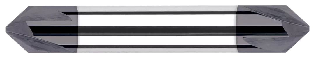 Photograph of a Harvey Tool 788045-C3 | 0.5000" (1/2) Shank DIA x 45° per side Carbide Flat Chamfer Cutter DE, 4 Flutes, AlTiN Coated