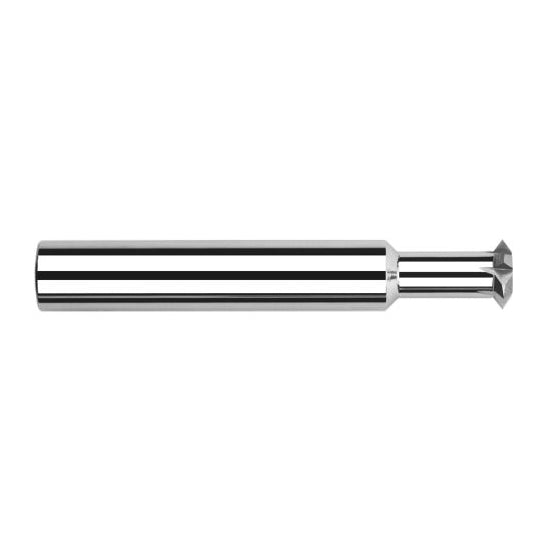 Harvey Tool 984405 | 3/8" Diameter x 0.0720" Width x 3/8" Shank 60 Degree Included Angle Uncoated Solid Carbide Pointed Double Angle Shank Cutter