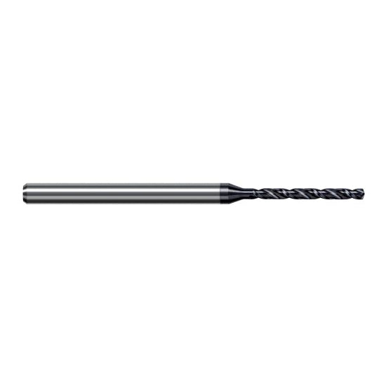 Harvey Tool ARY1440-C6 | 3.657mm Diameter x 6.000mm Shank x 100.000mm OAL 140 Degree Drill Point AlTiN Nano Coated Solid Carbide Micro Drill Bit