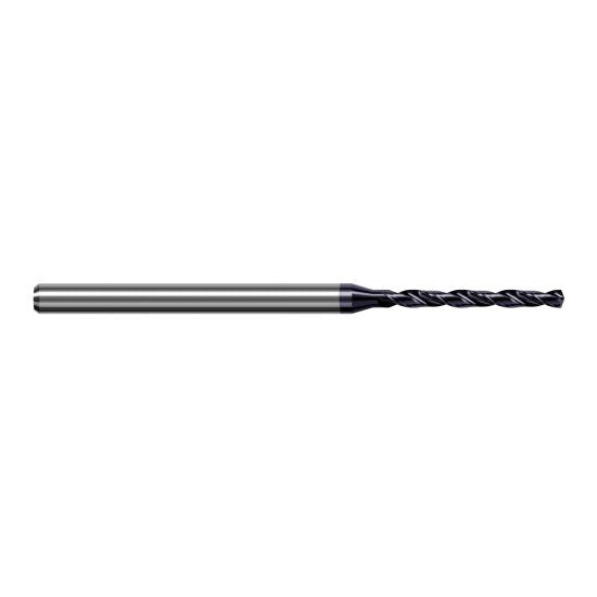 Harvey Tool EXP0820-C3 | 2.082mm Diameter x 4.000mm Shank x 63.000mm OAL 140 Degree Drill Point AlTiN Coated Solid Carbide Micro Drill Bit