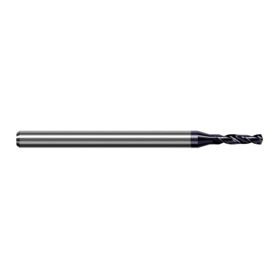 Harvey Tool DHE0130-C3 | 0.330mm Diameter x 3.000mm Shank x 50.000mm OAL 140 Degree Drill Point AlTiN Coated Solid Carbide Micro Drill Bit