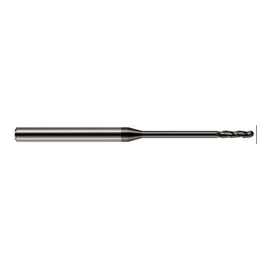 Harvey Tool 10262 | 1/16" Diameter x 0.5000" LOC x 1/8" Shank x 2-1/2" OAL Amorphous Diamond Coated Carbide Miniature Ball Deburring End Mill
