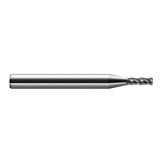 Harvey Tool 46430 | 1/8" Diameter x 1/8" Shank x 1/2" LOC x 1-1/2" OAL 0.0300" Radius Uncoated Carbide Corner Radius End Mill