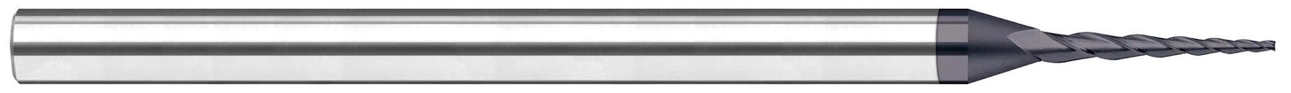 Photograph of a Harvey Tool 799315 | 0.0150" (1/64) Cutter DIA x 0.1200" Length of Cut Carbide Tapered Square End Mill, 3 Flutes
