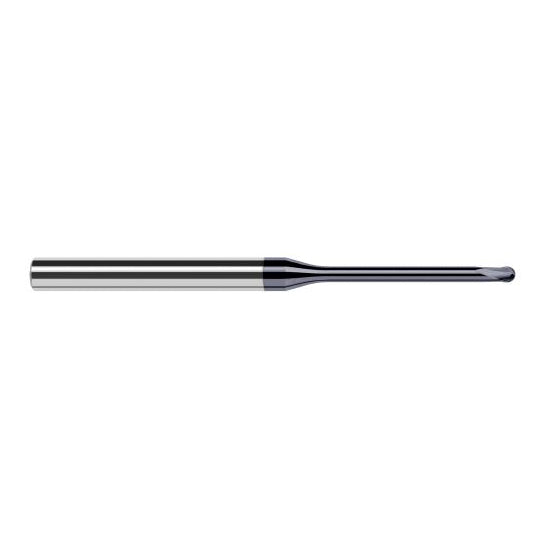 Harvey Tool 33815-C6 | 1/64" Diameter x 1/4" Shank x 0.0120" LOC x 2-1/2" OAL 2FL AlTiN Nano Coated Carbide Ball End Mill
