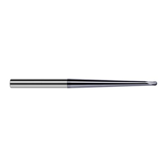 Harvey Tool 19025-C6 | 0.0390" Diameter x 3/16" Shank x 1/32" LOC x 2" OAL 2FL AlTiN Nano Coated Carbide Ball End Mill