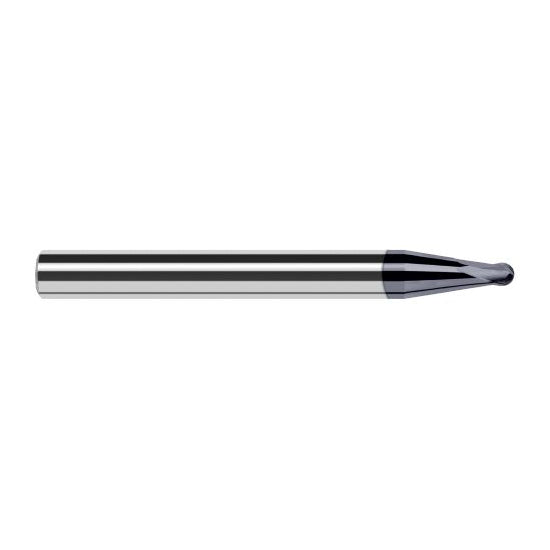 Harvey Tool 40014-C6 | 3/64" Diameter x 3/16" Shank x 0.0380" LOC x 2" OAL 2FL AlTiN Nano Coated Carbide Ball End Mill