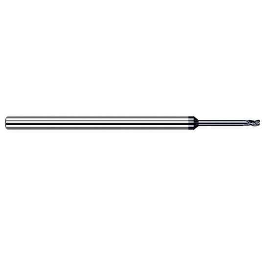 Harvey Tool 55078-C3 | 5/64" Diameter x 1/8" Shank x 0.1180" LOC x 2-1/2" OAL 0.0100" Radius 3FL AlTiN Coated Carbide Corner Radius & Corner Chamfer End Mill for Medium Alloy Steels