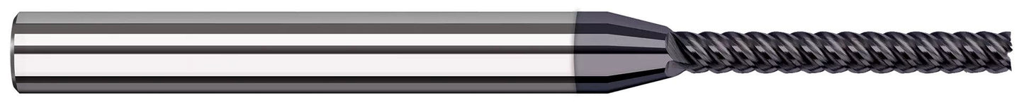 Photograph of a Harvey Tool 795408-C6 | 0.1250" (1/8) Cutter DIA x 0.3750" (3/8) Length of Cut Carbide Square End Mill Finisher for Medium Alloy Steels, 5 Flutes, AlTiN Nano Coated