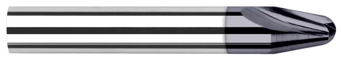 Photograph of a Harvey Tool 979902-C6 | 0.0310" (1/32) Radius x 0.1980" Length of Cut x 20° per side Carbide Runner Cutter, 2 Flutes, AlTiN Nano Coated