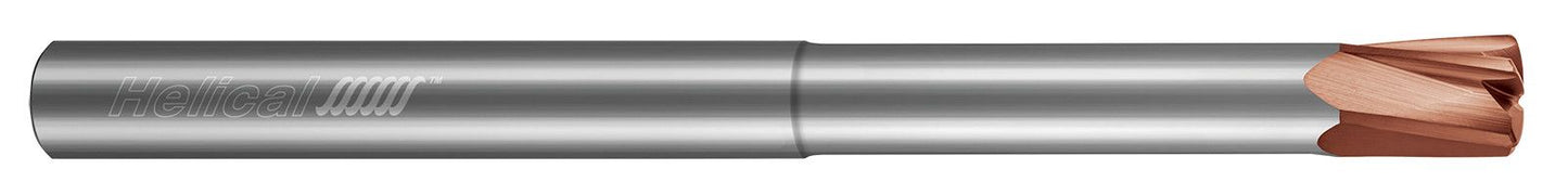 Photograph of a Helical Solutions 83723 |HFV-RN-080-50500 0.5000" (1/2) Cutter DIA x 0.5000" (1/2) Shank DIA x 0.5000" (1/2) Length of Cut x 7.0000" (7) Overall Length x 4.0000" (4) Reach Carbide High Feed End Mill, 5 Flutes, TPLUS Coated - (HFV-RN-080-50500)