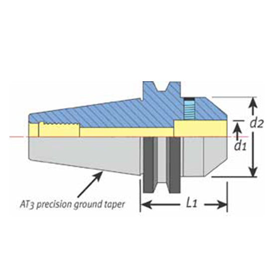 Techniks CAT40SLN3/16 | CAT40 Taper x 0.188" Size x 1.750" Diameter x 2.500" Projection Length x 5.150" OAL End Mill Holder