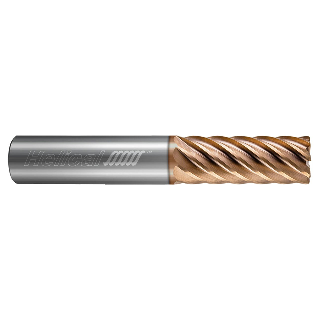 Helical Solutions 87760 | HXF 0.5000" Diameter x 0.5000" Shank x 2.5000" OAL x 0.0100" Radius 8 Flute Tplus Coated Corner Radius End Mill