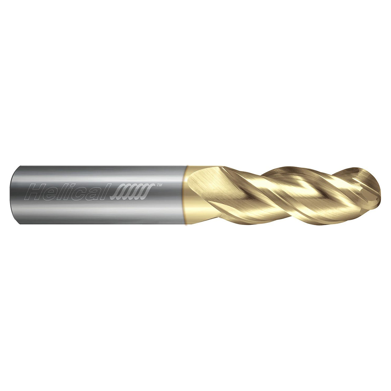 Helical Solutions 87816 | H40ALV-3 0.1250" Diameter x 0.1250" Shank x 2.5000" OAL x 0.5000" LOC 3 Flute Dplus Coated Ball End Mill