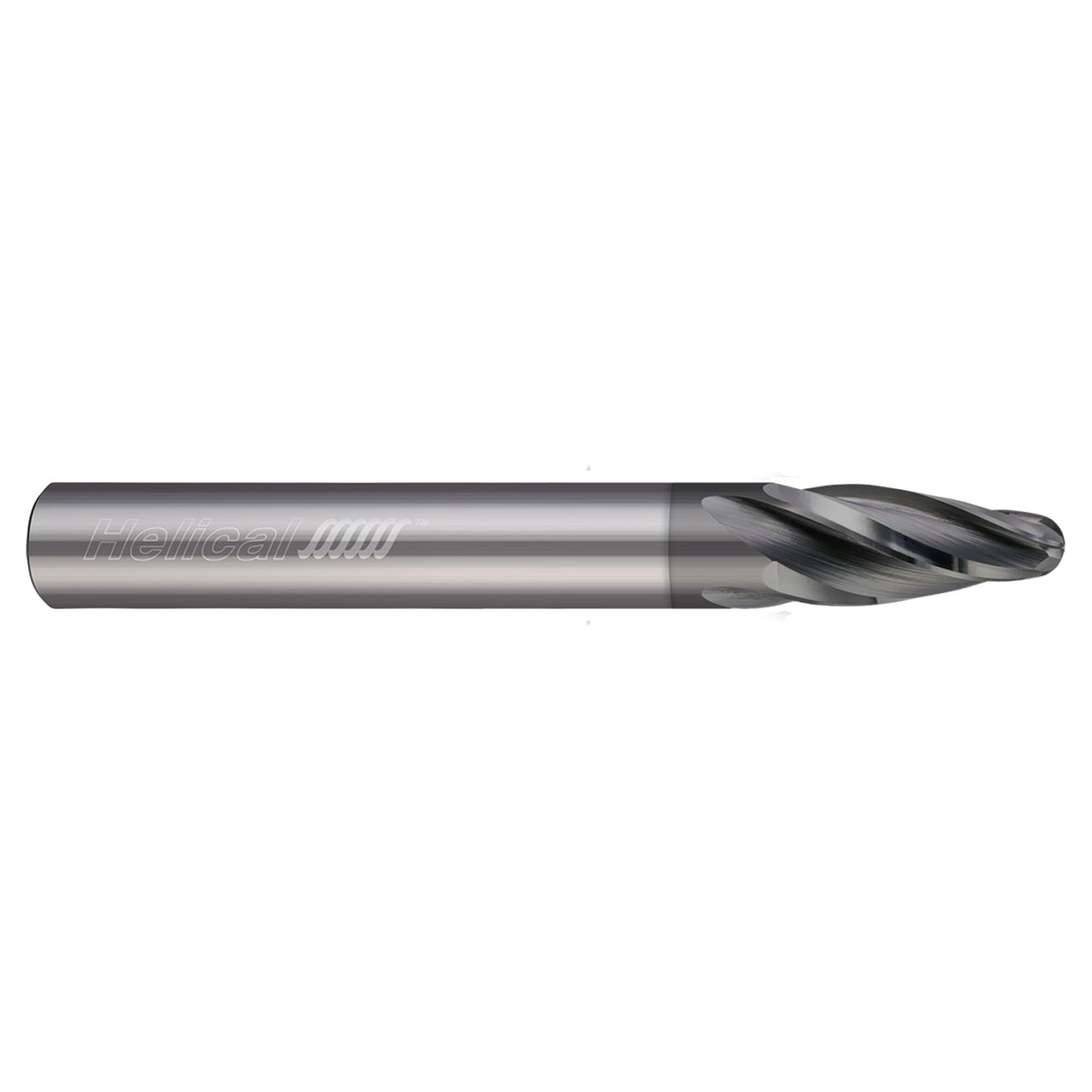 Helical Solutions 87975 | HMAF-AL-4 0.3750" Diameter x 0.3750" Shank x 4.0000" OAL x 0.8260" LOC 4 Flute Nplus Coated Barrel Cutter End Mill