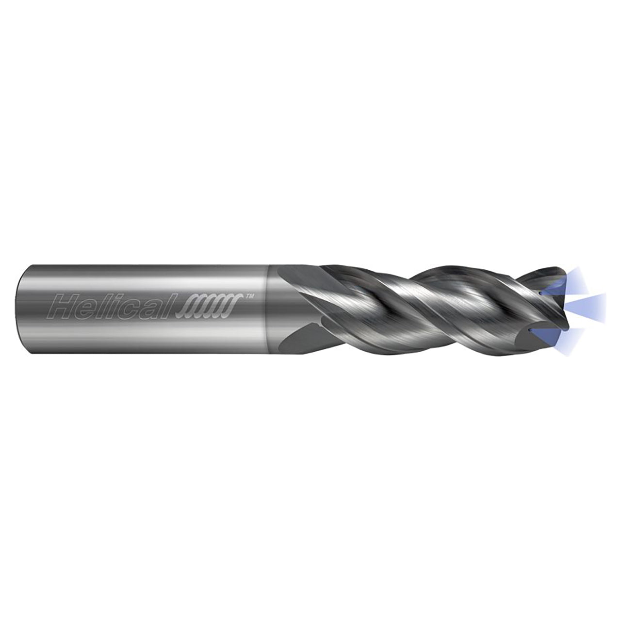 Helical Solutions 88138 | H40ALVC-3 0.5000" Diameter x 0.5000" Shank x 3.0000" OAL x 0.0150" Radius 3 Flute Nplus Coated Corner Radius End Mill