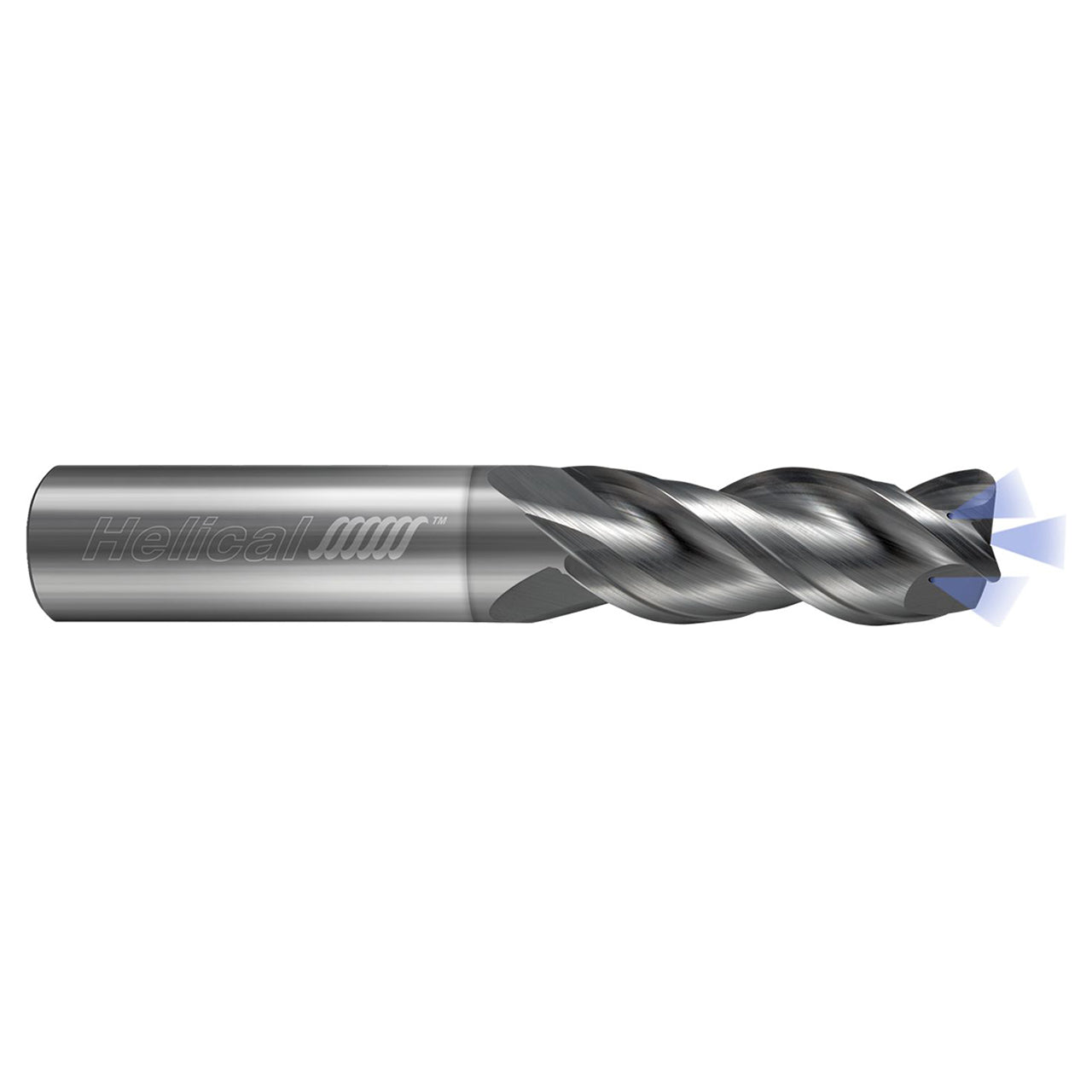Helical Solutions 88139 | H40ALVC-3 0.5000" Diameter x 0.5000" Shank x 3.0000" OAL x 1.2500" LOC 3 Flute Uncoated Corner Radius End Mill