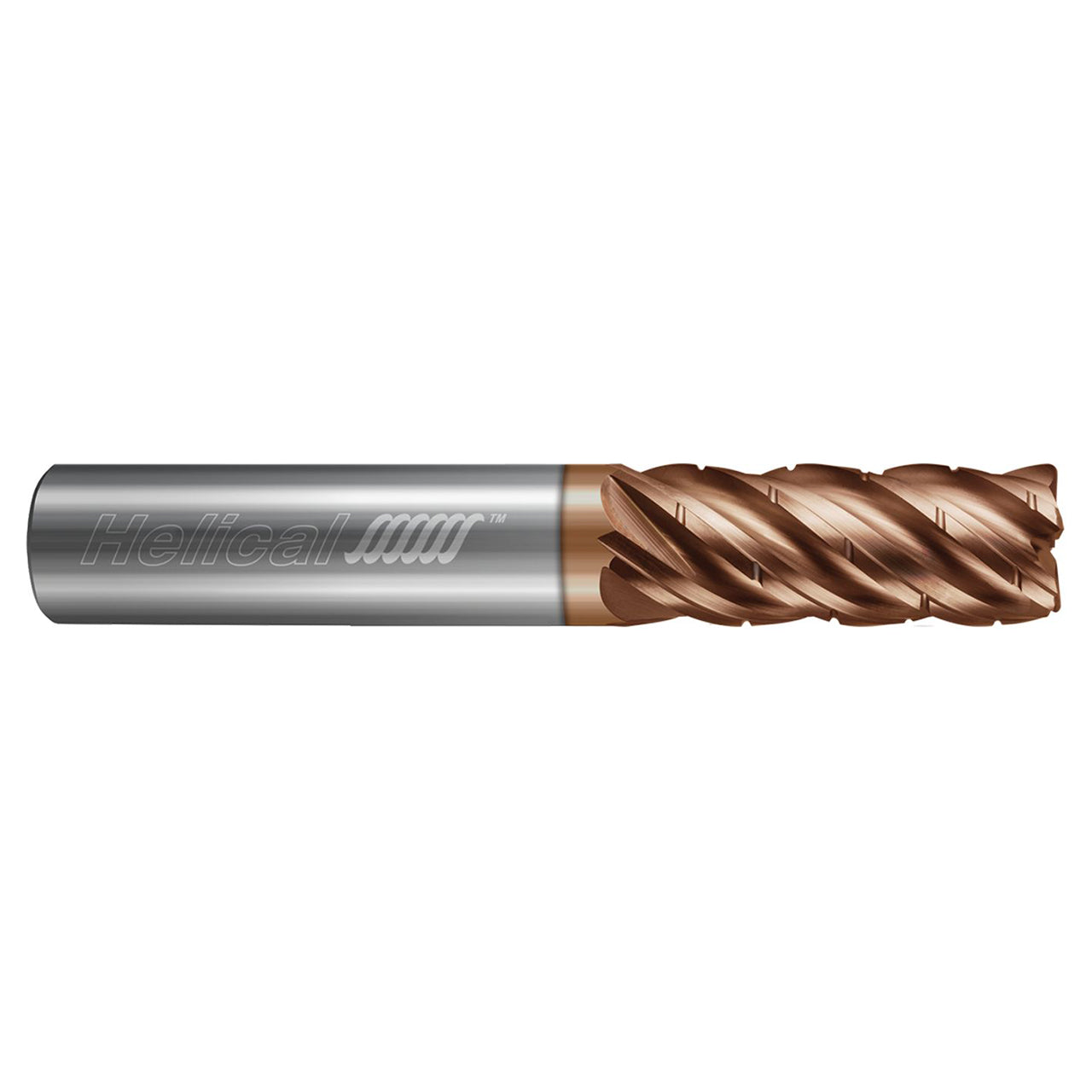 Helical Solutions 88517 | HEV-C-5 1.0000" Diameter x 1.0000" Shank x 6.0000" OAL x 0.0300" Radius 5 Flute Tplus Coated Corner Radius End Mill
