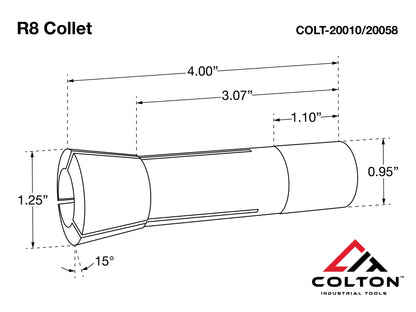 Colton Industrial Tools 20034 | 1/2" Ultra Precision R8 Round Collet, 0.0005" Accuracy