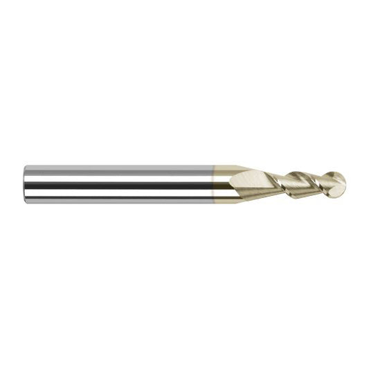 Harvey Tool 27916-C7 | 1/4" Diameter x 1/4" Shank x 3/4" LOC x 2-1/2" OAL 2FL ZrN Coated Carbide Ball End Mill