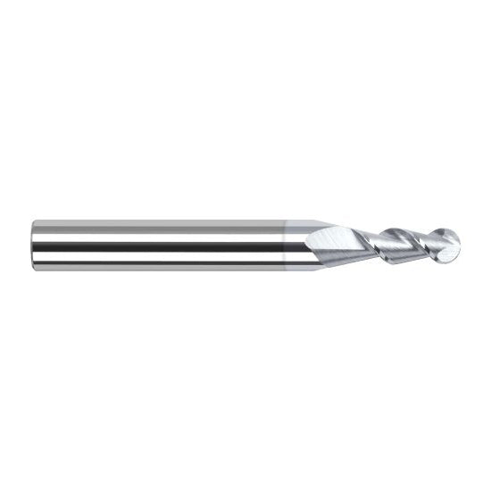 Harvey Tool 27862-C8 | 1/16" Diameter x 1/8" Shank x 0.1860" LOC x 1-1/2" OAL 2FL TiB2 Coated Carbide Ball End Mill