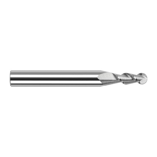 Harvey Tool 27899 | 0.1000" Diameter x 1/8" Shank x 0.3000" LOC x 1-1/2" OAL 2FL Uncoated Carbide Ball End Mill