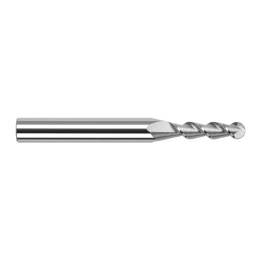 Harvey Tool 887708 | 1/8" Diameter x 1/8" Shank x 5/8" LOC x 2-1/2" OAL 2FL Uncoated Carbide Ball End Mill