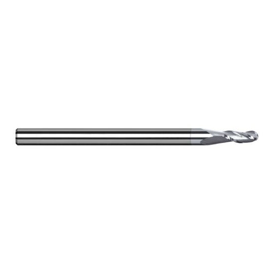 Harvey Tool 908345-C8 | 2.000mm Diameter x 4.000mm Shank x 3.000mm LOC x 50.000mm OAL 3FL TiB2 Coated Carbide Ball End Mill