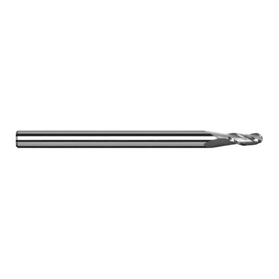 Harvey Tool 908322 | 1.000mm Diameter x 4.000mm Shank x 1.500mm LOC x 50.000mm OAL 3FL Uncoated Carbide Ball End Mill