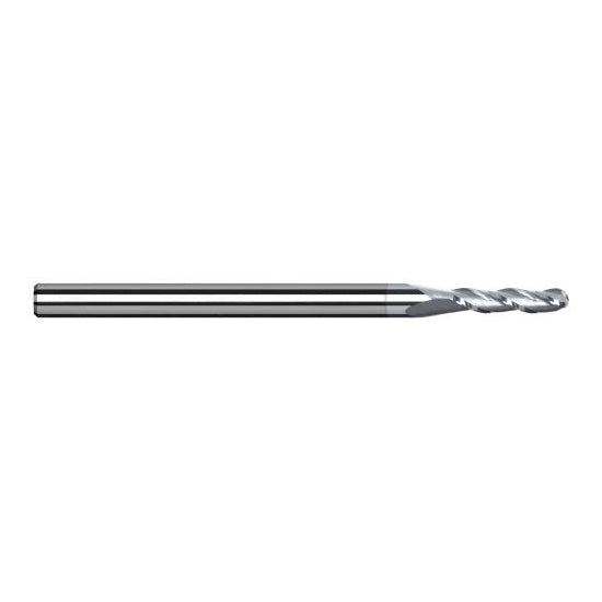 Harvey Tool 989710-C8 | 0.0100" Diameter x 1/8" Shank x 0.0300" LOC x 1-1/2" OAL 3FL TiB2 Coated Carbide Ball End Mill