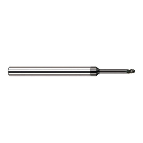 Harvey Tool 54516-C4 | 1/4" Diameter x 1/4" Shank x 3/8" LOC x 4" OAL 3FL Amorphous Diamond Coated Carbide Ball End Mill