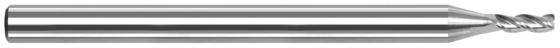 Photograph of a Harvey Tool 840762 | 0.0620" (1/16) Cutter DIA x 0.0100" Radius x 0.3120" (5/16) Length of Cut Carbide Corner Radius End Mill for Aluminum Alloys, 3 Flutes
