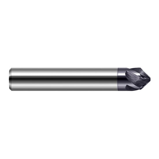 Harvey Tool 908412-C3 | 45 Degree Angle per Side 0.0680" LOC x 0.1875" Shank AlTiN Coated Solid Carbide Deburring Chamfer Mill