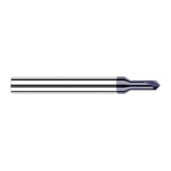 Harvey Tool 995330-C3 | 1/8" Diameter x 1/8" Shank 60 Degree Included Angle 0.2790" Overall Reach 2FL AlTiN Coated Solid Carbide Chamfer Mill