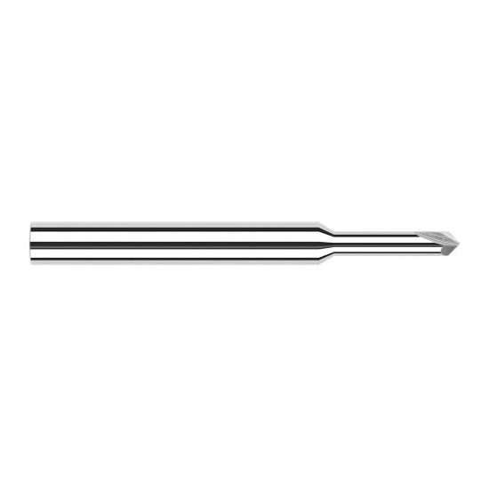 Harvey Tool 52130 | 1/8" Diameter x 1/8" Shank 60 Degree Included Angle 0.5000" Overall Reach 2FL Uncoated Solid Carbide Chamfer Mill