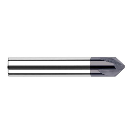 Harvey Tool 866145-C3 | 45 Degree Angle per Side 0.0430" LOC x 0.1250" Shank AlTiN Coated Solid Carbide Deburring Chamfer Mill