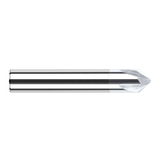 Harvey Tool 18445-C8 | 45 Degree Angle per Side 0.1580" LOC x 0.3750" Shank TiB2 Coated Solid Carbide Deburring Chamfer Mill