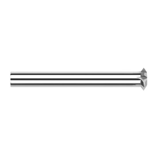 Harvey Tool 16230 | 1" Diameter x 0.2170" Width x 5/8" Shank 60 Degree Included Angle Uncoated Coated Solid Carbide Pointed Double Angle Shank Cutter