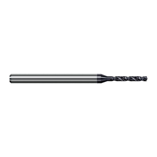 Harvey Tool BGN0980-C6 | 2.489mm Diameter x 4.000mm Shank x 63.000mm OAL 140 Degree Drill Point AlTiN Nano Coated Solid Carbide Micro Drill Bit