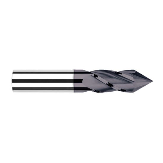 Harvey Tool 15408-C3 | 1/8" Diameter x 1/8" Shank x 1/2" LOC 60 Degree Point Angle 4FL AlTiN Coated Solid Carbide Drill Mill
