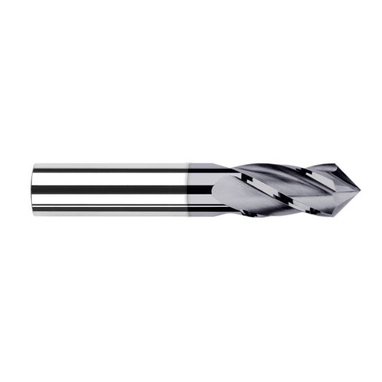 Harvey Tool 26512-C3 | 3/16" Diameter x 3/16" Shank x 5/8" LOC 82 Degree Point Angle 4FL AlTiN Coated Solid Carbide Drill Mill