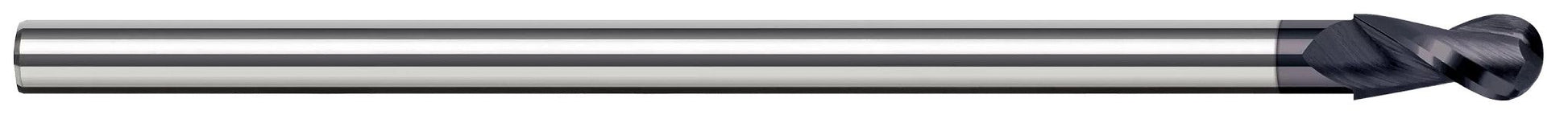 Photograph of a Harvey Tool 804216-C3 | 0.2500" (1/4) Cutter DIA x 0.3750" (3/8) Length of Cut Carbide Reduce Shank Ball End Mill, 4 Flutes, AlTiN Coated